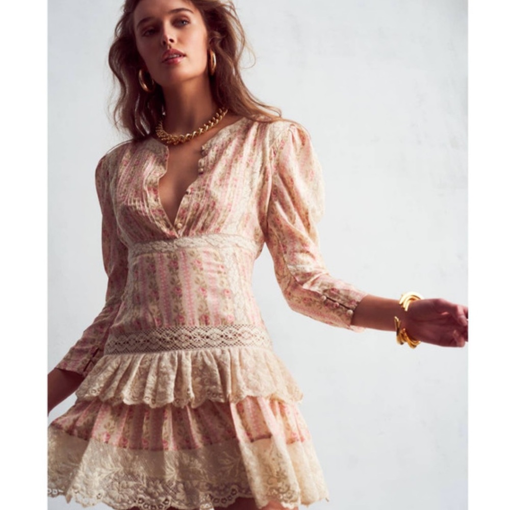 LoveShackFancy Pirelle Silk Mini Dress Size 12